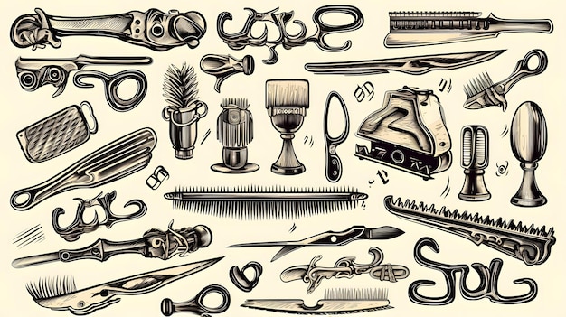 Foto herramientas de barbero vintage