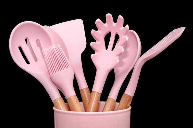 Foto herramientas de cocina rosa