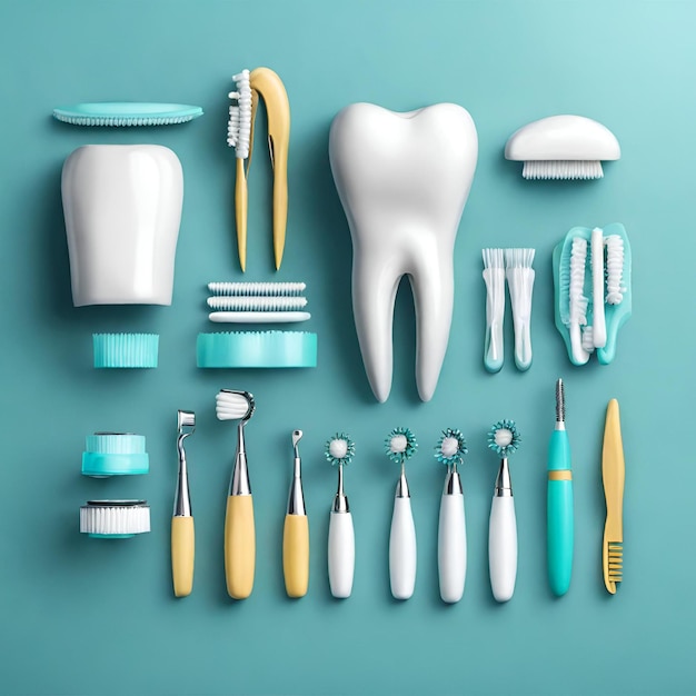 Foto herramientas conceptuales de higiene dental