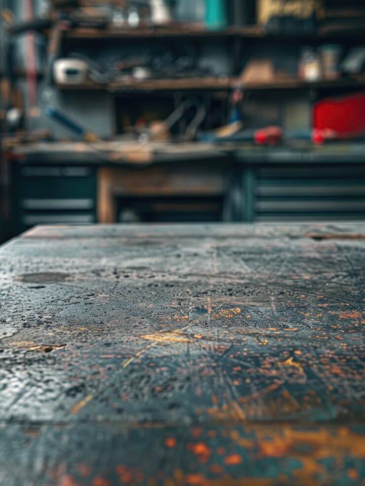 Herramientas y equipos en una mesa de madera ideal para entornos comerciales u de oficina