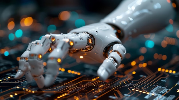 Herramientas de inteligencia artificial, robots inteligentes y conexiones globales futuristas que permiten el acceso en línea a la información y los datos