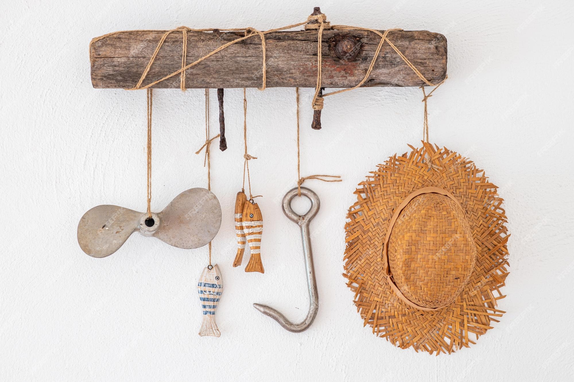 Herramientas para pescadores, equipos decoración hogar, objetos colgantes | Foto Premium