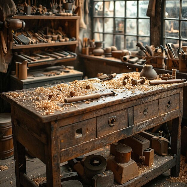 Foto herramientas rústicas para el trabajo de la madera