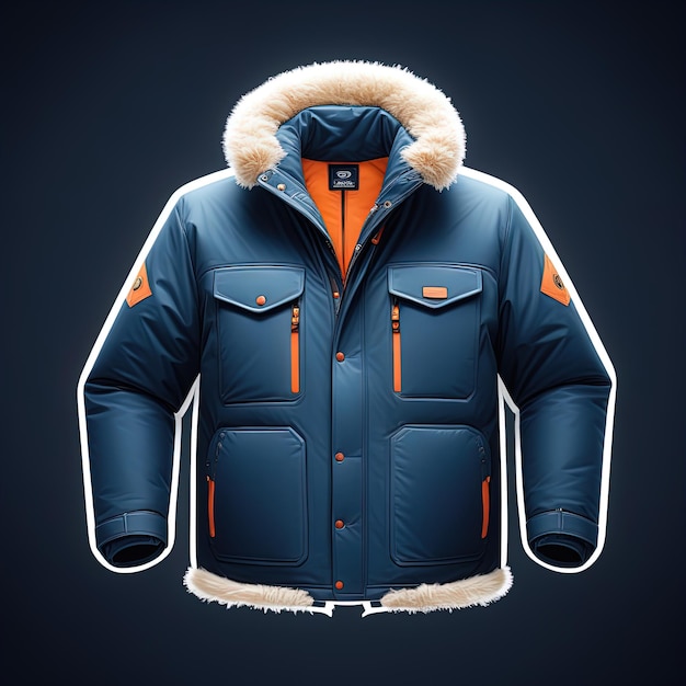 Herrenjacke und WinterjackeWinterjacke mit einer Jackenjacke auf blauem Hintergrund