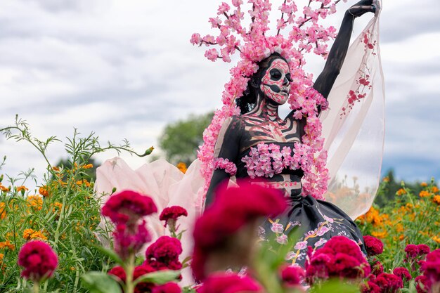 Foto herrliche eleganz im herzen von cholula cempasuchil fields ein faszinierender tag der toten photosho