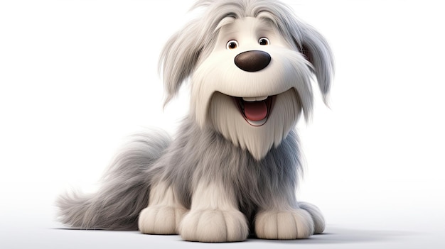 Herrlicher 3D-PixarStyle-Cartoon eines alten englischen Schäferhundes