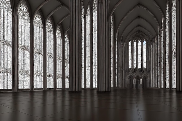 Herrlicher Blick auf das Innere der gotischen Kathedrale Digitale Illustration