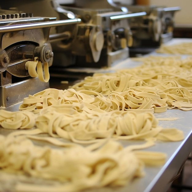 Herstellung handwerklicher Köstlichkeiten, handgemachte frische Pasta, erzeugt durch KI