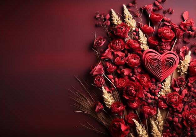 Herz auf rotem Valentinstag-Hintergrund Valentinstag KI generiert
