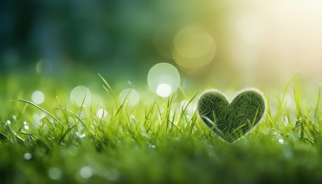 Herz aus Grasblättern Nahaufnahme sicher Naturtag Konzept