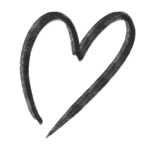 Herz-Doodle png schwarzer Aufkleber mit durchsichtigem Hintergrund