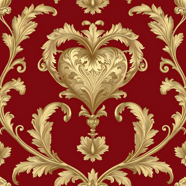 Foto herz-hintergrundmuster nahtloses damask goldmuster herz-damask