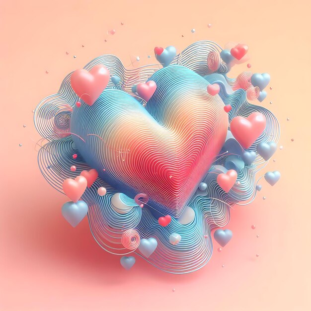 Herz-Holo-Abstrakt 3D-Valentinstag