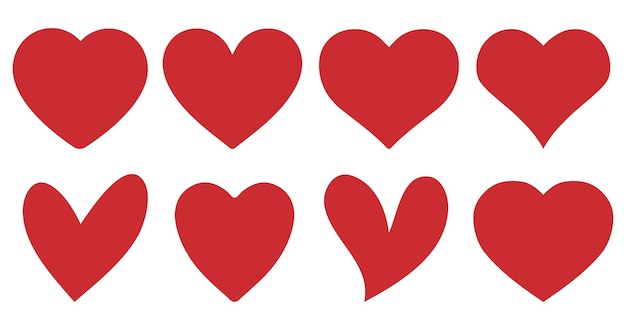 Herz-Liebe-Romantik rote Herzen Herz-Vektor-Ikonen Rotes Herz-Liebessymbol isolierter bearbeitbarer Vektor