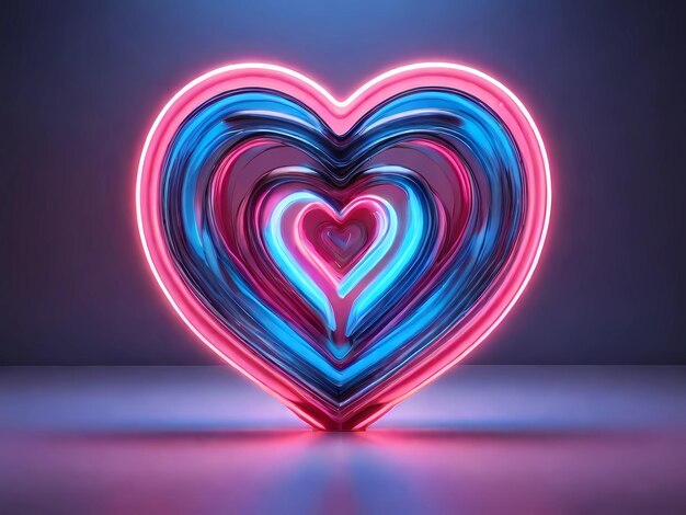 Herz Neon Futuristischer Schildrahmen rosa blau
