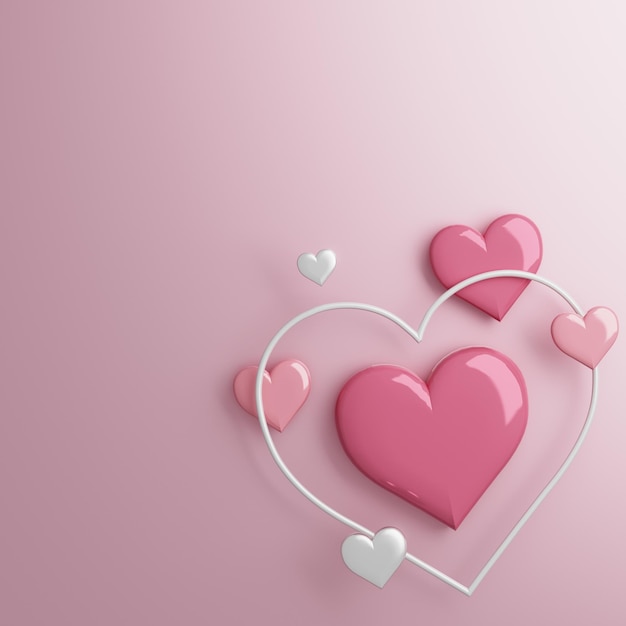 Herz Papier 3D-Illustration KI generiert Bilder Valentinstag Hintergrund Pastellfarben-Design