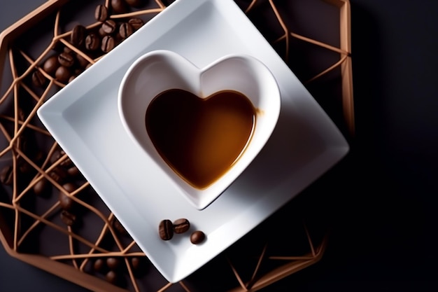 „Herz zum Start in den Tag“ – Kaffeeschaumkunst in einer weißen Tasse