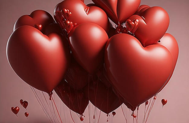 Herzballons 3D-Rendering