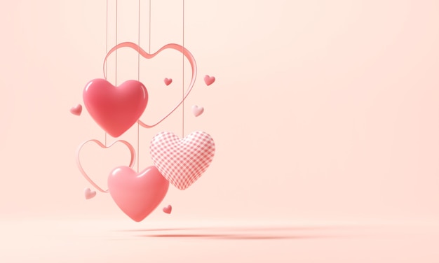 Herzen auf rosa Hintergrund für Valentinstag