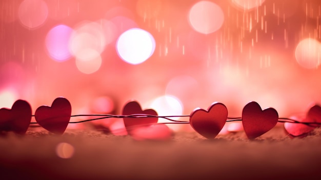 Herzen auf weichem pastellroten Hintergrund Valentinstag Hochzeitstag