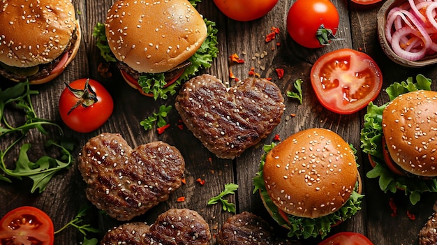 Herzförmige gepresste Hamburger Stockfotografie