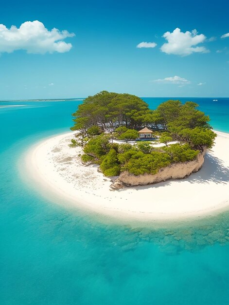 Herzförmige Insel auf einem Sandstrand