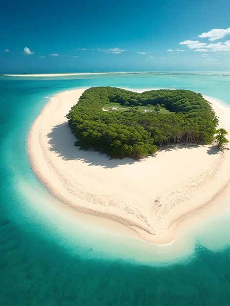 Foto herzförmige insel auf einem sandstrand