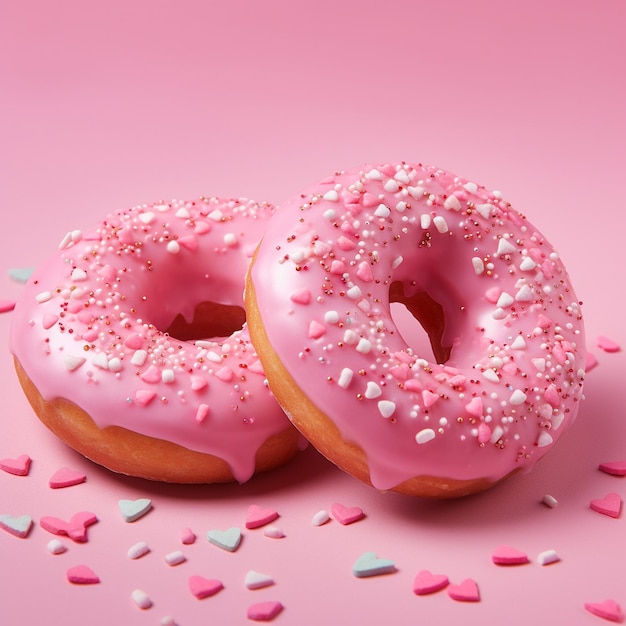 Herzförmige rosa Donuts