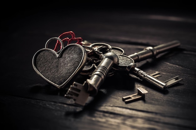 Herzförmige Schlüssel symbolisieren Liebe und Zuneigung. Generative KI