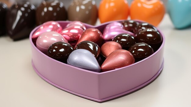 Herzförmige Schokoladenkiste Generative Ai