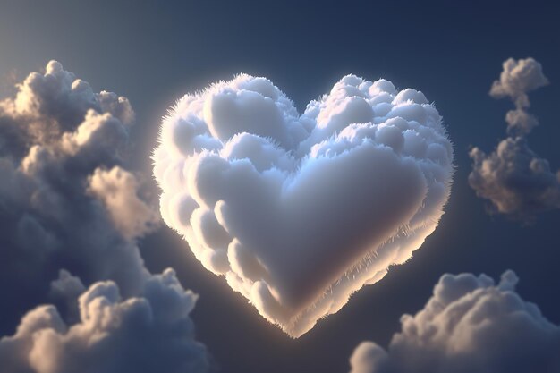 Herzförmige Wolke auf rosa Hintergrund Valentine39s Day Generative AI