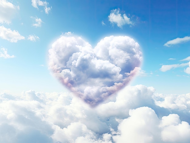 Herzförmige Wolken am Himmel repräsentieren das Konzept der Liebe
