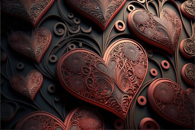 Herzförmiger Charakter Valentinstag thematischer Hintergrund Liebe und Freundschaftstag Platz für Text
