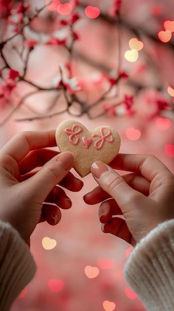 Herzförmiger Keks Valentinstag Hintergrund