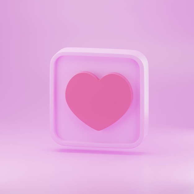 Herzform 3D-Rendering rosa Valentinstag