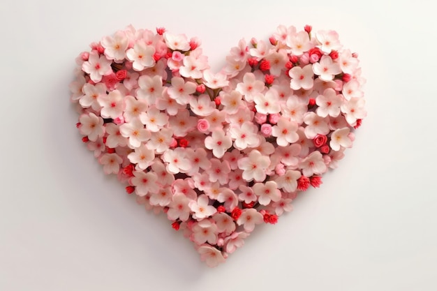 Herzform aus Kirschblüten, Elfenbein, Muttertag, Frauentag, Valentinstag, generative KI