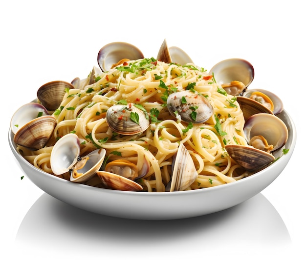 Herzhafte und aromatische Spaghetti alle vongole mit frischen Muscheln Generative AI