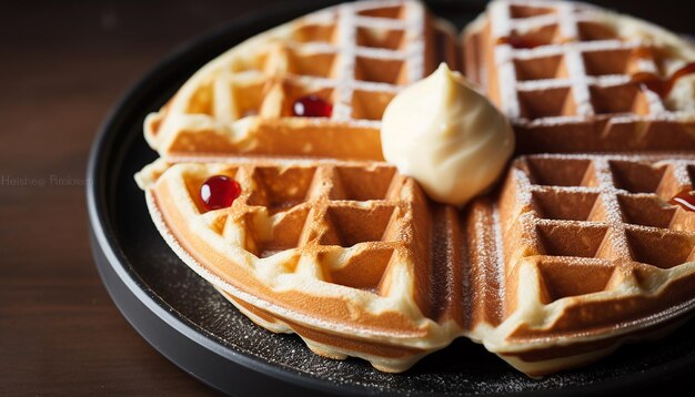 Herzliche Freude Nahaufnahme frisch gebackener herzförmiger Waffeln