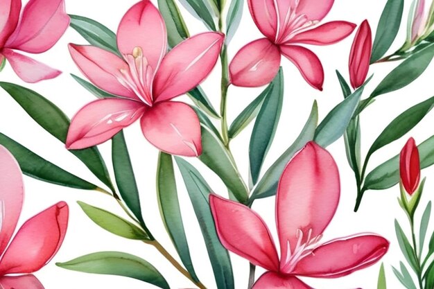 Herzliche Oleander-Grüßkarte Aquarell-Illustration