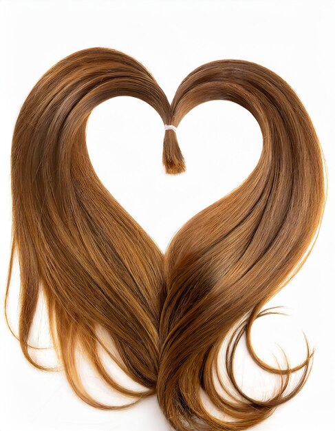 Herzliche Tresses Braune Haare, die die Form der Liebe bilden Valentinstag