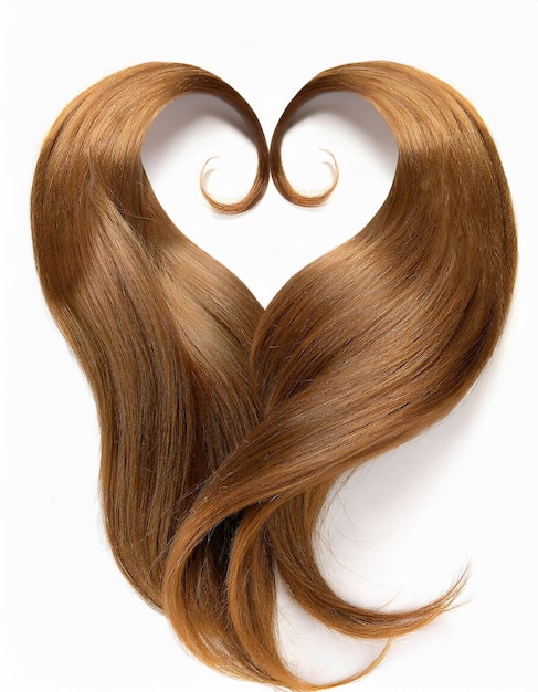 Foto herzliche tresses braune haare, die die form der liebe bilden valentinstag