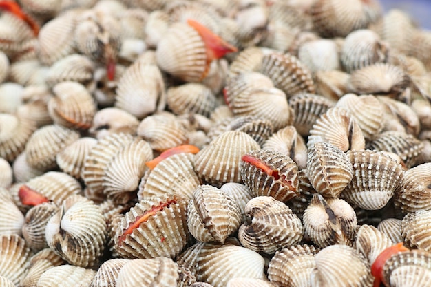 Foto herzmuscheln im street food