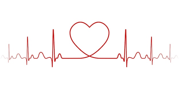 Herzschlag-Vektorrhythmus mit Herz einzeilig ein Symbol für positive Emotionen, Liebe und Inspiration, glücklicher Valentinstag