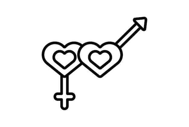 Hetero línea icono día de san valentín signo plano minimalista símbolo arte