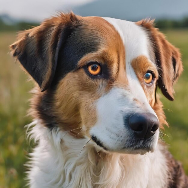 Heterochromie gemischter Hund auf weißem Hintergrund blaue und braune Augen obdachloses glückliches Haustier
