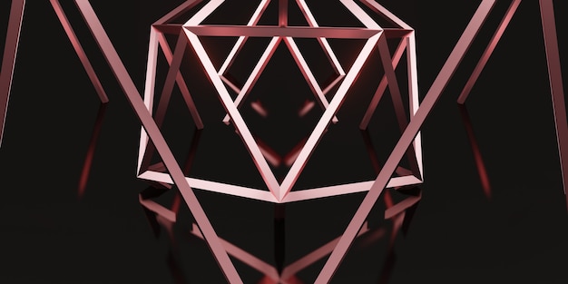 Hexagon elegante Strukturlinien schwarzes Roségold 3D-Darstellung