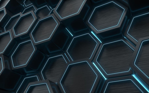 Hexagon geometrischen Hintergrund Technologiekonzept 3D-Rendering