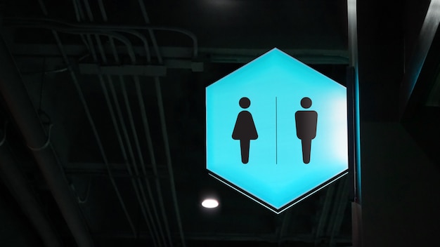 Foto hexagon lightbox restroom signage hängen an der wand