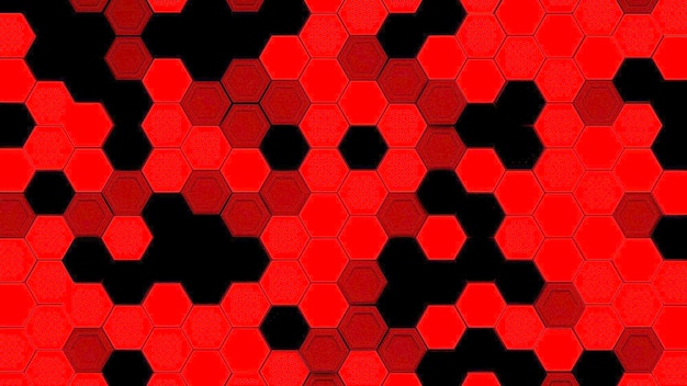 Foto hexagonal negro y rojo abstracto