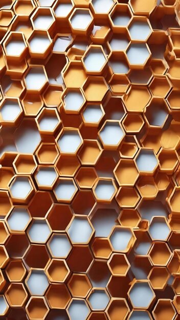 Hexagonaler abstrakter Hintergrund zellulärer Honigwabe 3D-Panel